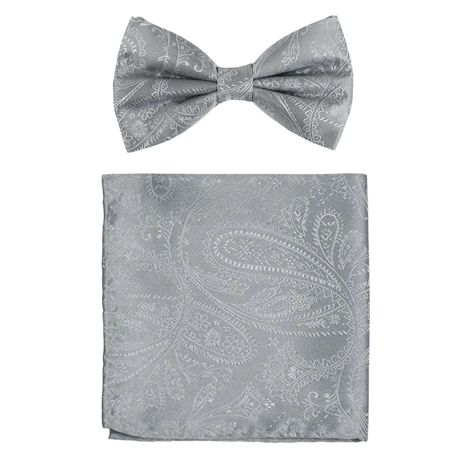 New formal men's pre tied Bow tie & hankie set paisley pattern wedding