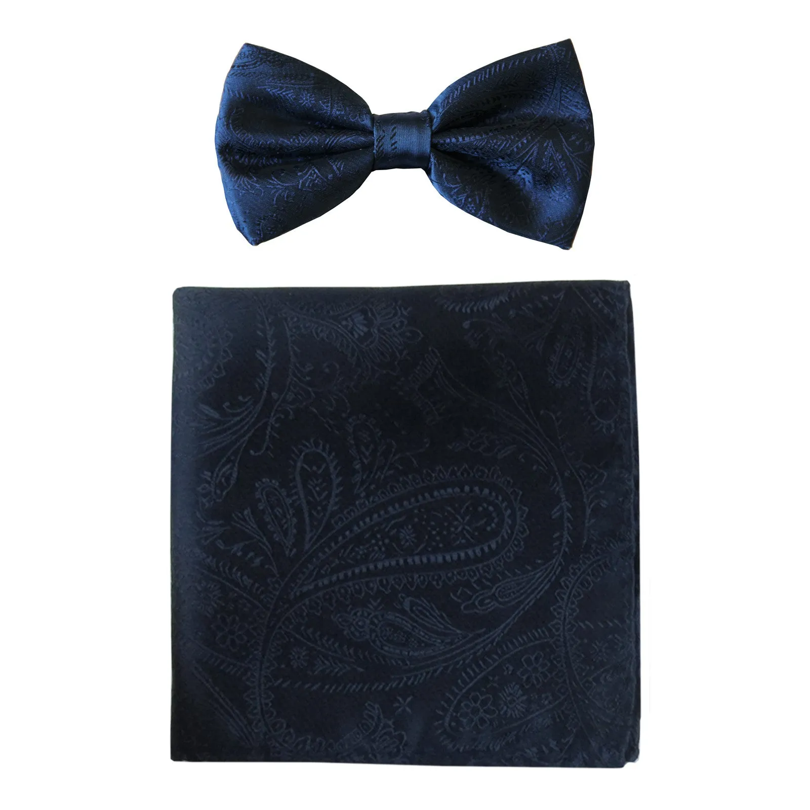 New formal men's pre tied Bow tie & hankie set paisley pattern wedding
