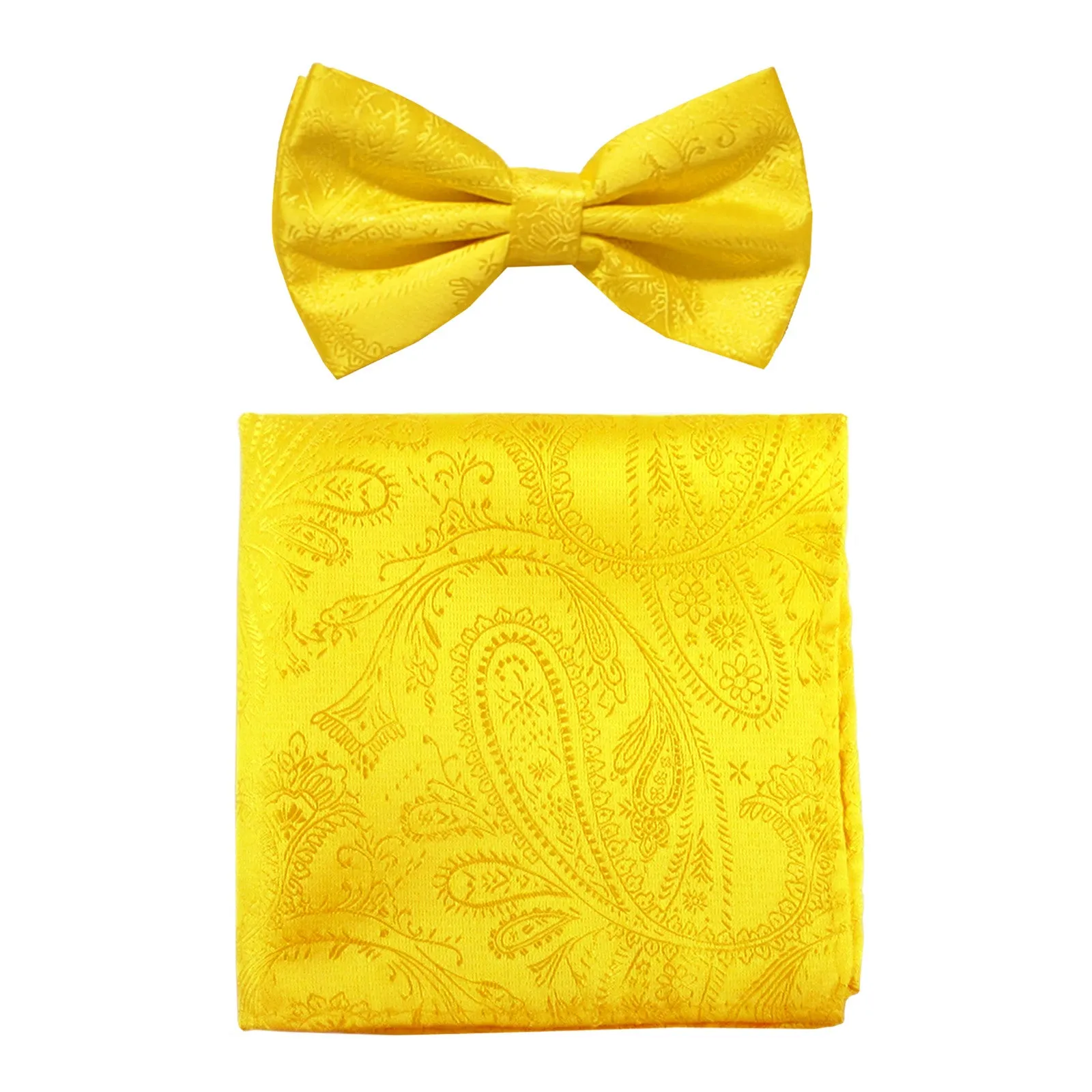New formal men's pre tied Bow tie & hankie set paisley pattern wedding