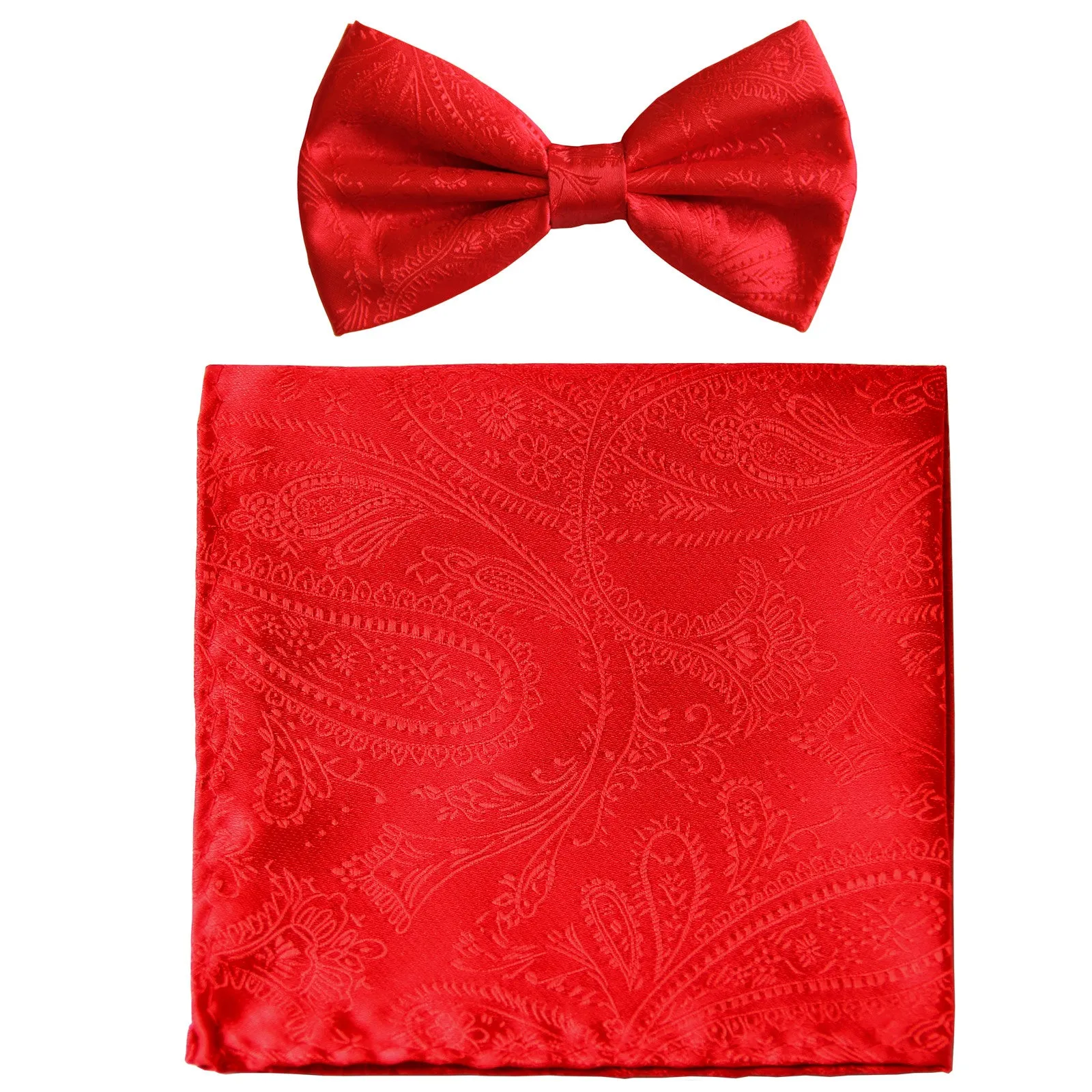 New formal men's pre tied Bow tie & hankie set paisley pattern wedding