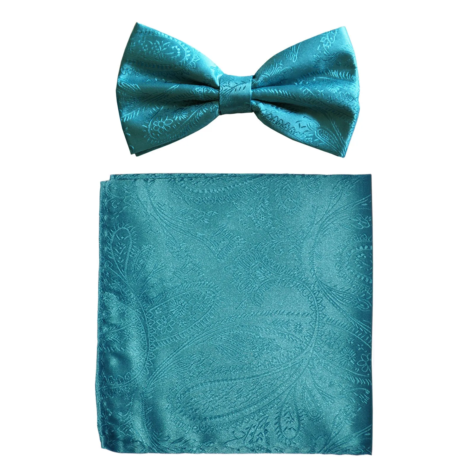 New formal men's pre tied Bow tie & hankie set paisley pattern wedding