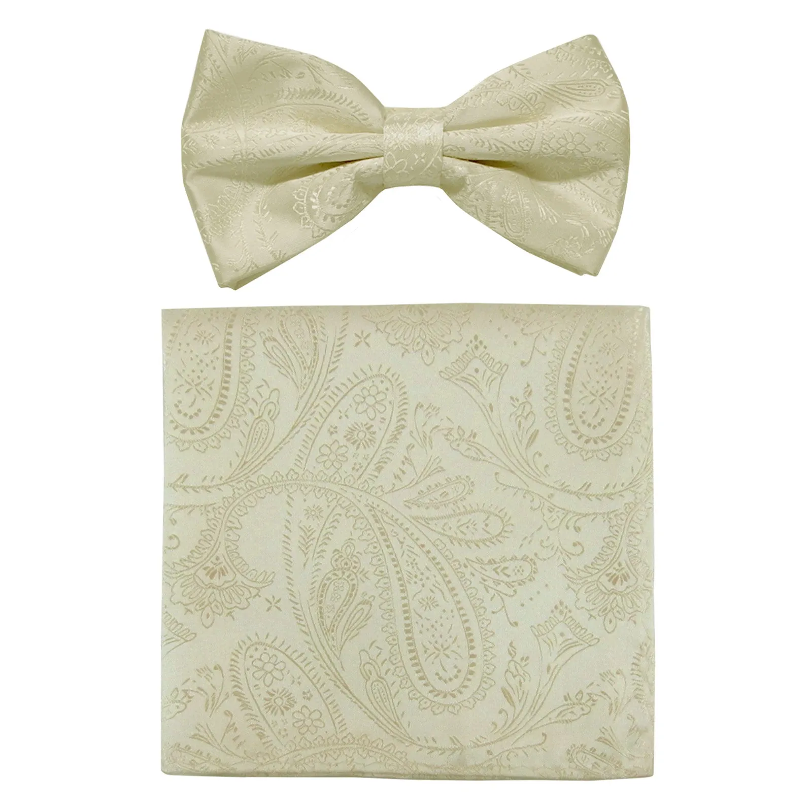 New formal men's pre tied Bow tie & hankie set paisley pattern wedding