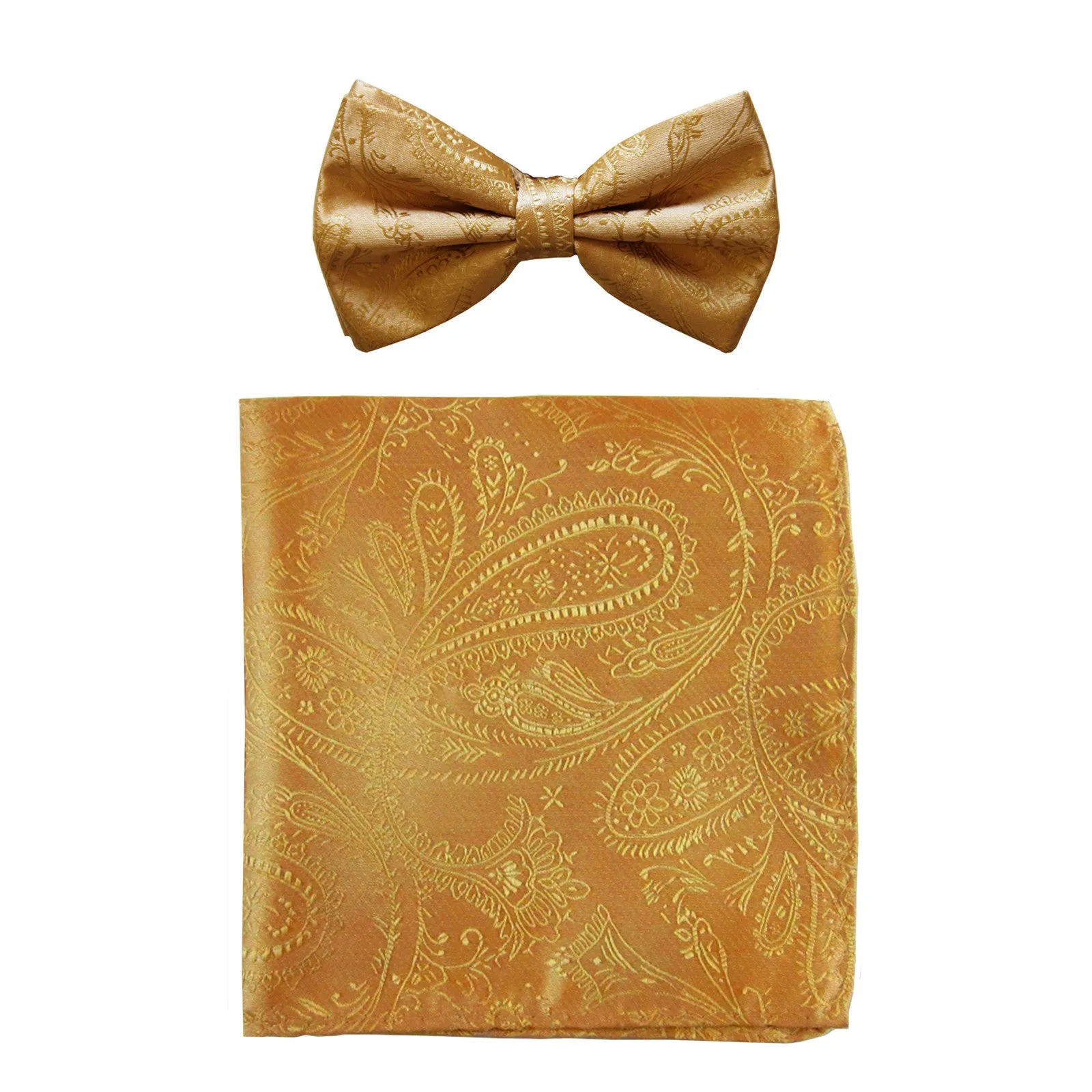 New formal men's pre tied Bow tie & hankie set paisley pattern wedding