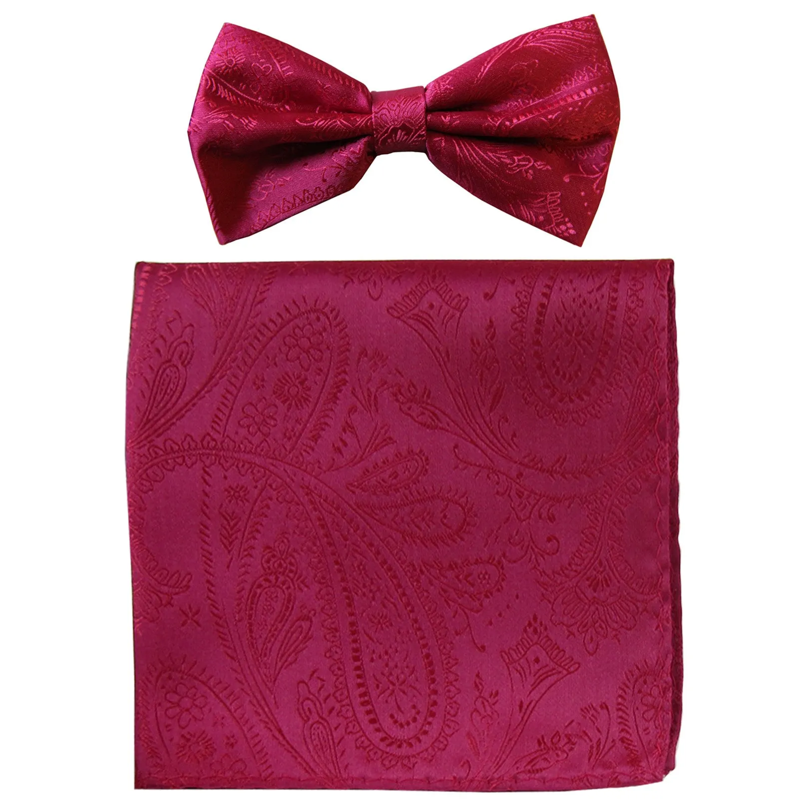 New formal men's pre tied Bow tie & hankie set paisley pattern wedding