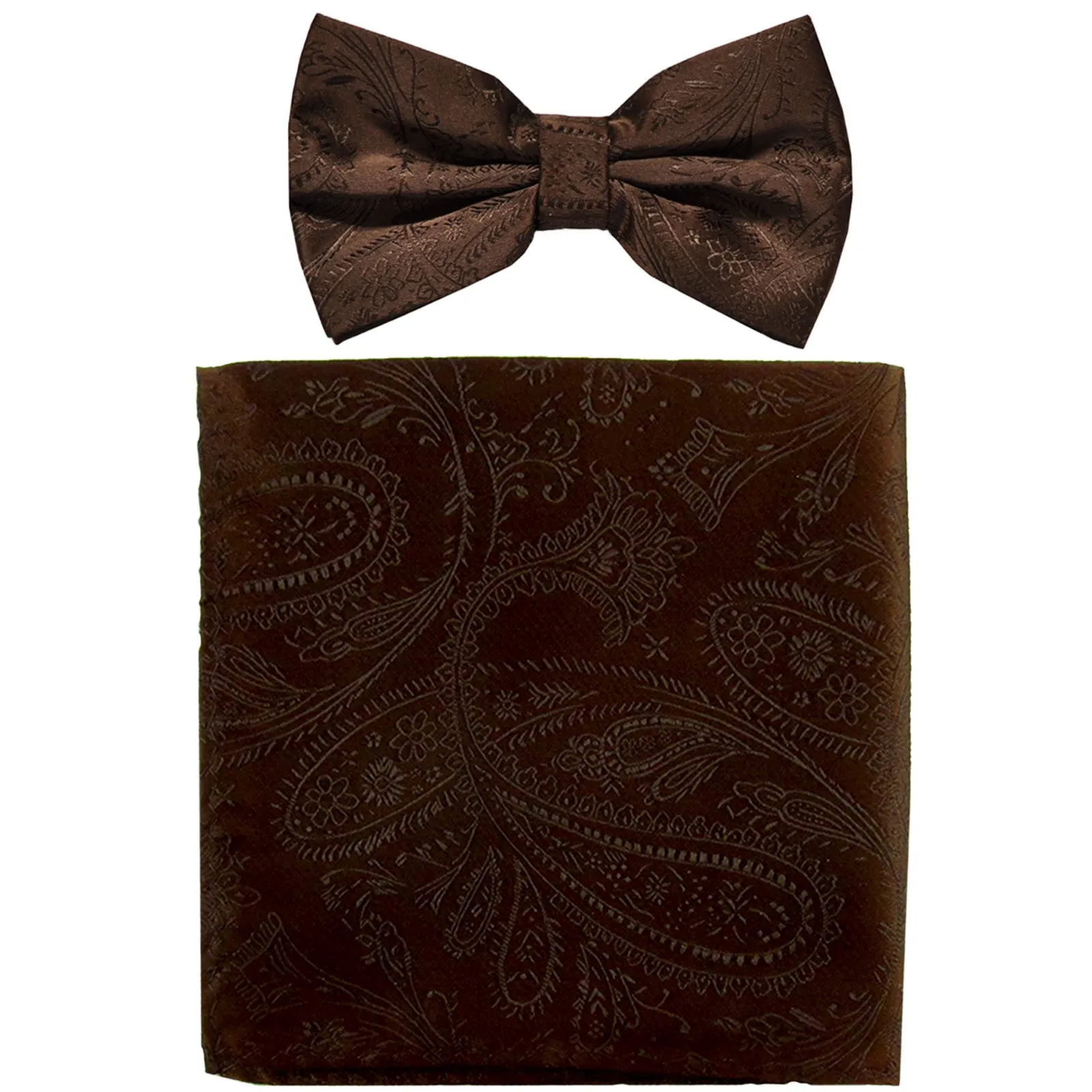 New formal men's pre tied Bow tie & hankie set paisley pattern wedding