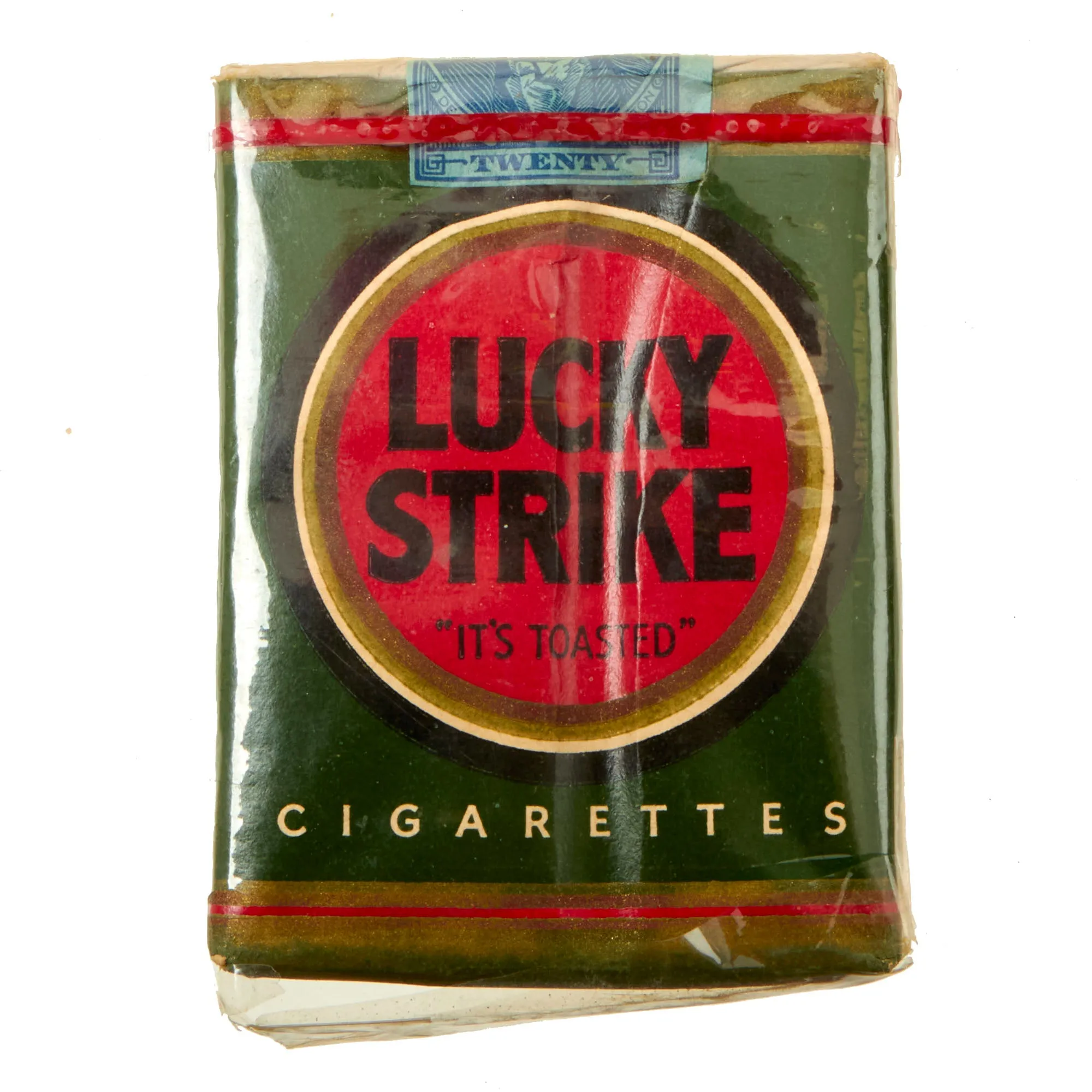 Original U.S. WWII Unopened Pack of Lucky Strike Cigarettes with Class A Cigarette Tax Stamp - Pre-1942
