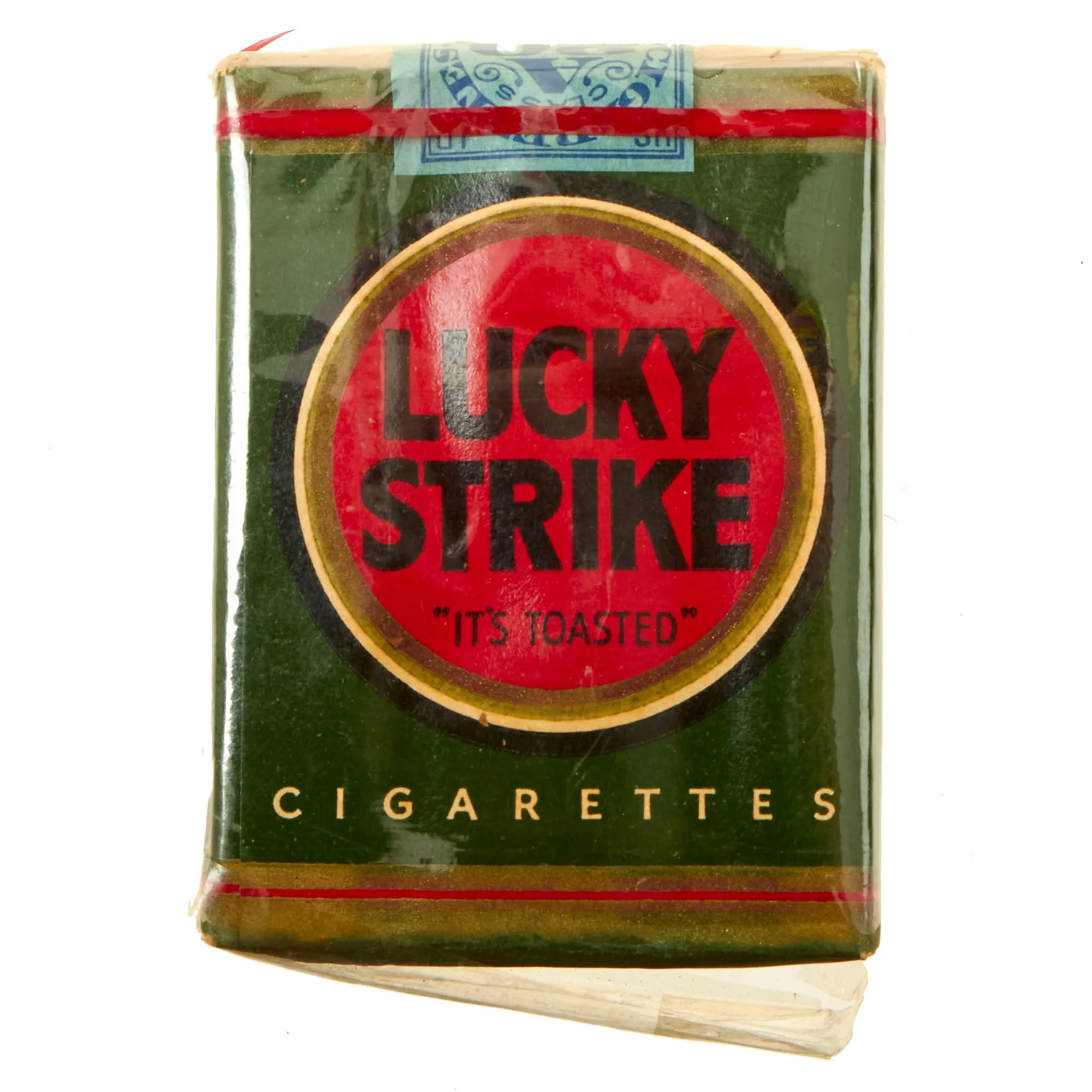 Original U.S. WWII Unopened Pack of Lucky Strike Cigarettes with Class A Cigarette Tax Stamp - Pre-1942