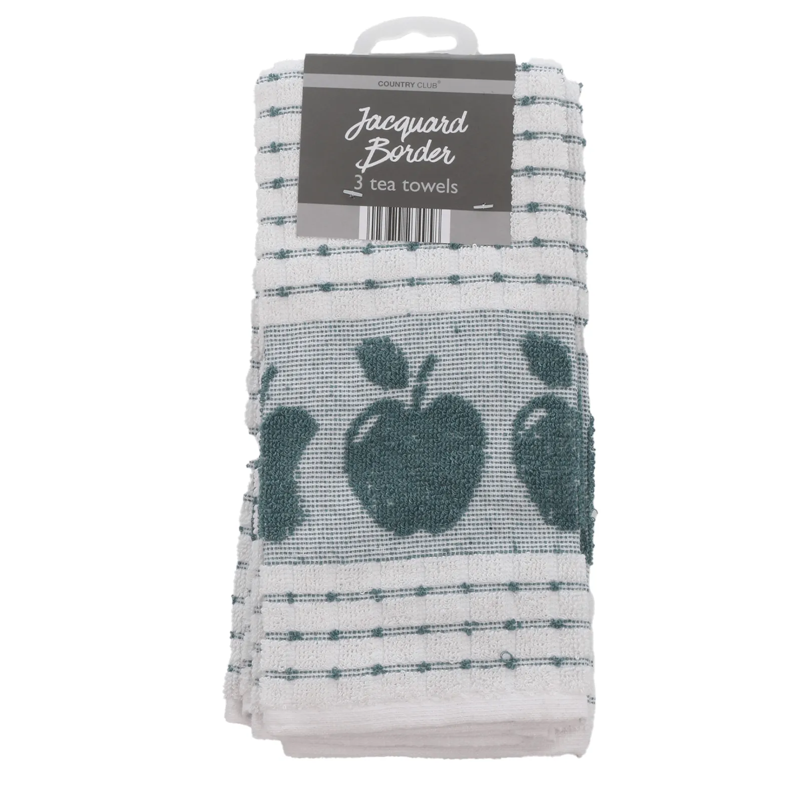 Pack of 3 Jacquard Border Stripe Tea Towels Drying Cloths