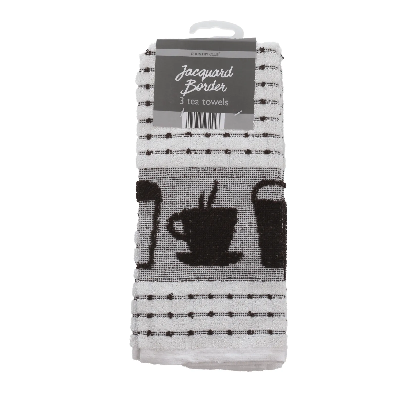 Pack of 3 Jacquard Border Stripe Tea Towels Drying Cloths
