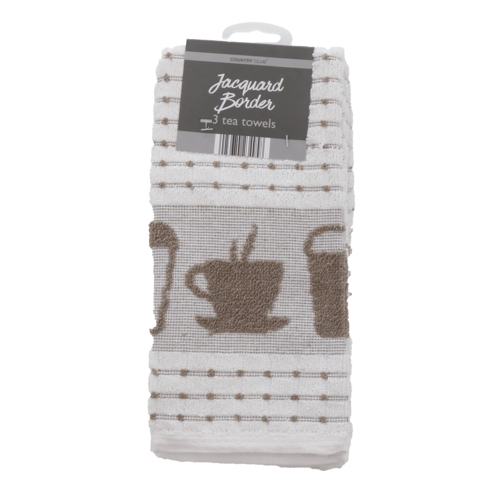Pack of 3 Jacquard Border Stripe Tea Towels Drying Cloths