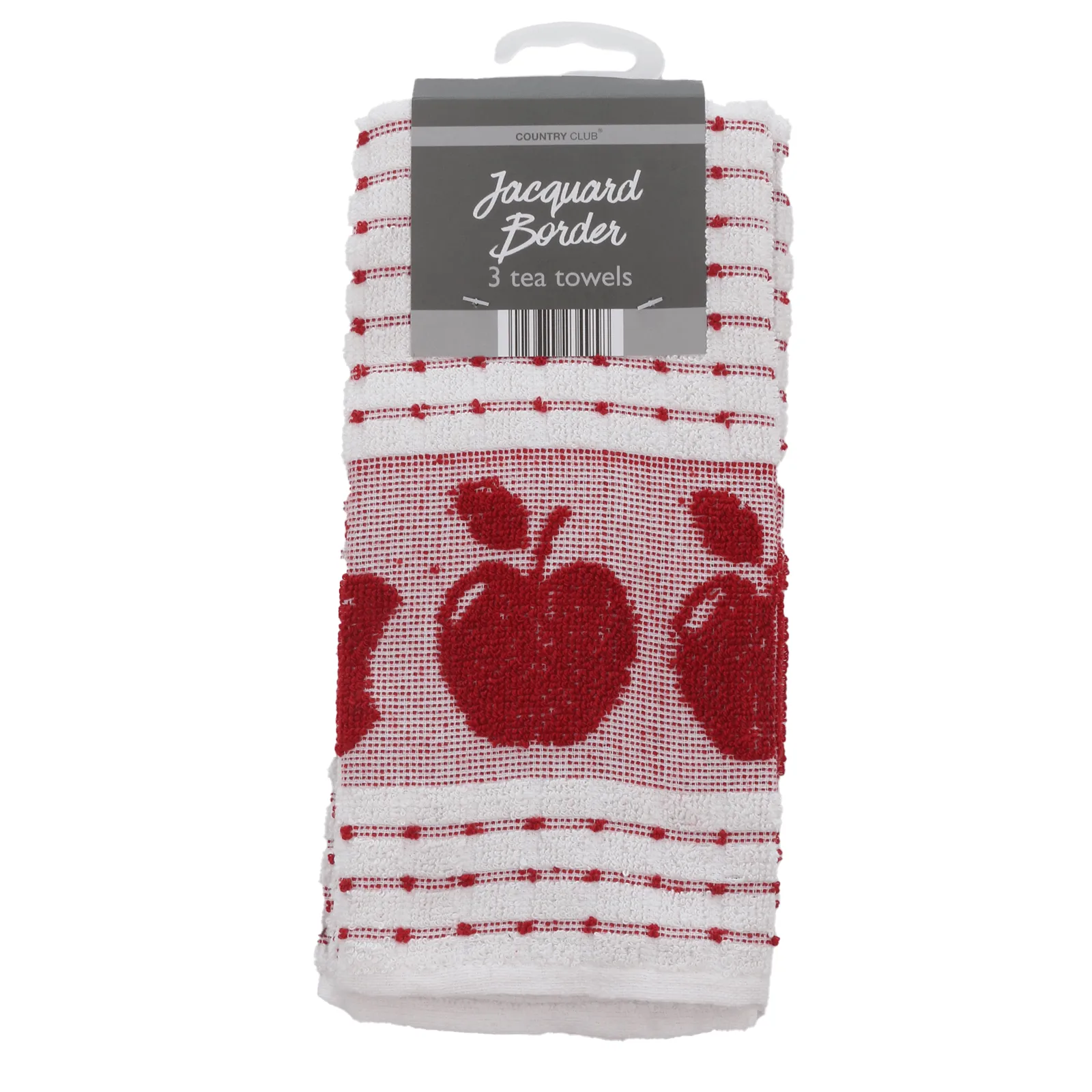 Pack of 3 Jacquard Border Stripe Tea Towels Drying Cloths