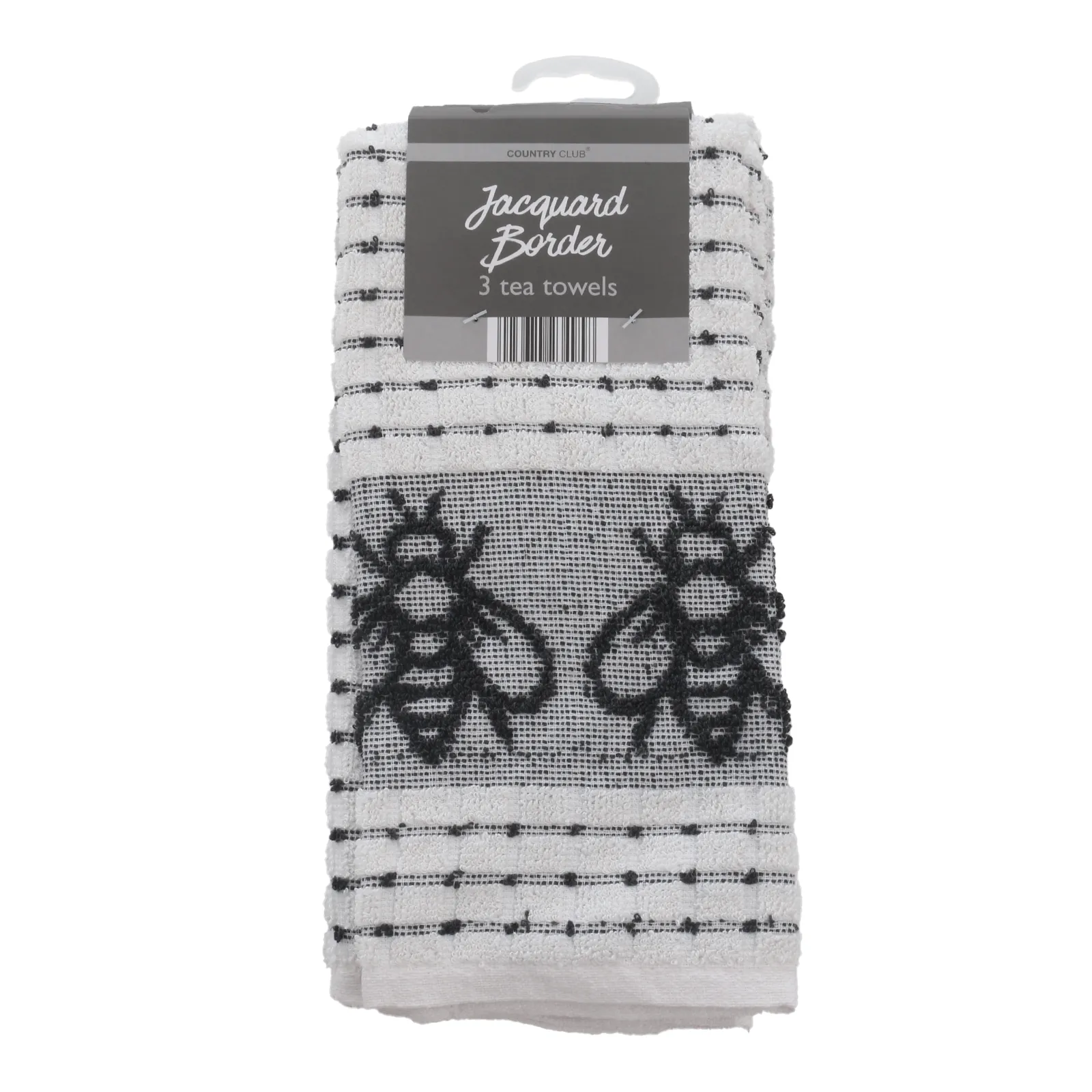 Pack of 3 Jacquard Border Stripe Tea Towels Drying Cloths