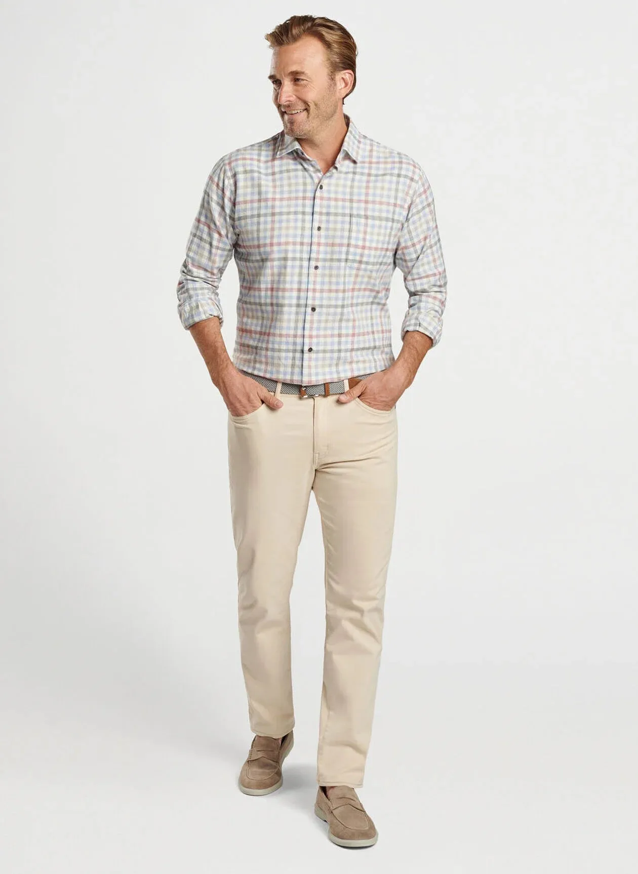 Peter Millar White Rock Cotton Sport Shirt-Winter Ivory