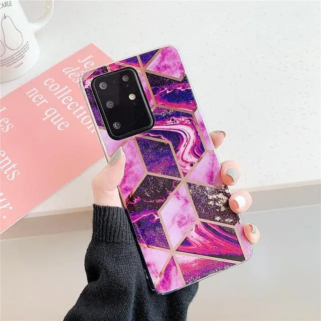 Plating Marble Design Case for Samsung Galaxy 20 Ultra S10e S9 S8 S7 edge note 8 9 10 20 plus Phone Cases Soft Silicone Cover |Phone Case & Covers|