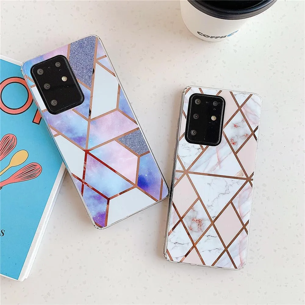 Plating Marble Design Case for Samsung Galaxy 20 Ultra S10e S9 S8 S7 edge note 8 9 10 20 plus Phone Cases Soft Silicone Cover |Phone Case & Covers|