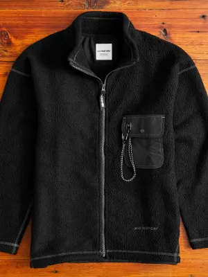 Recycled Wool Jacquard Zip Jacket in Black