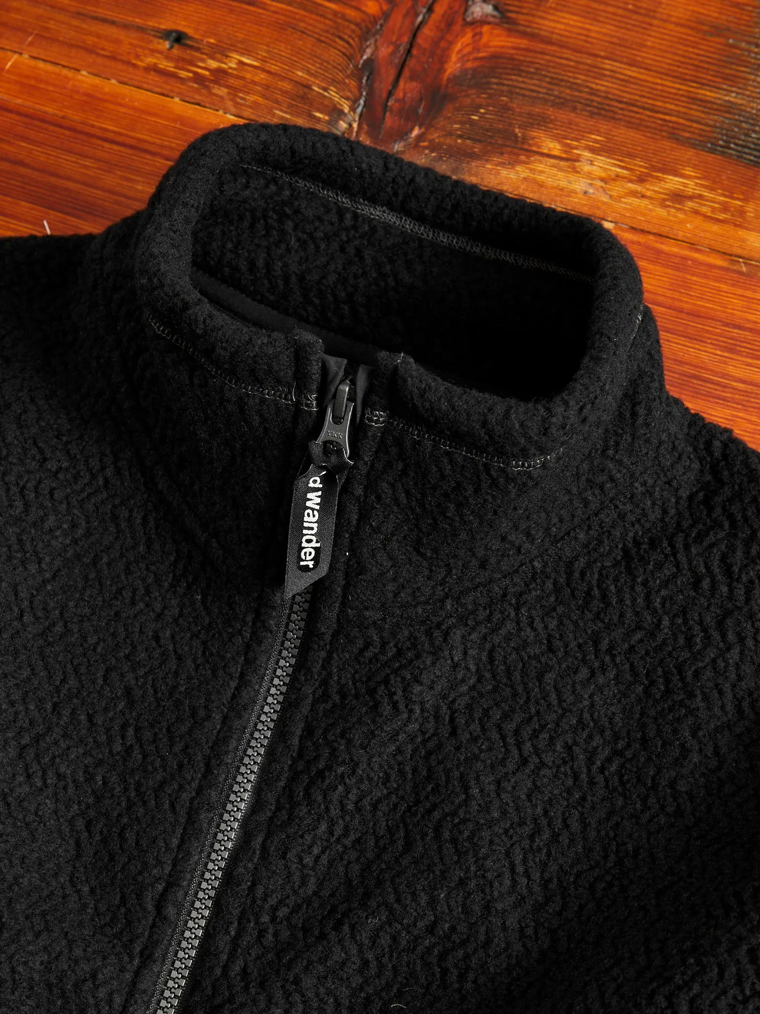 Recycled Wool Jacquard Zip Jacket in Black