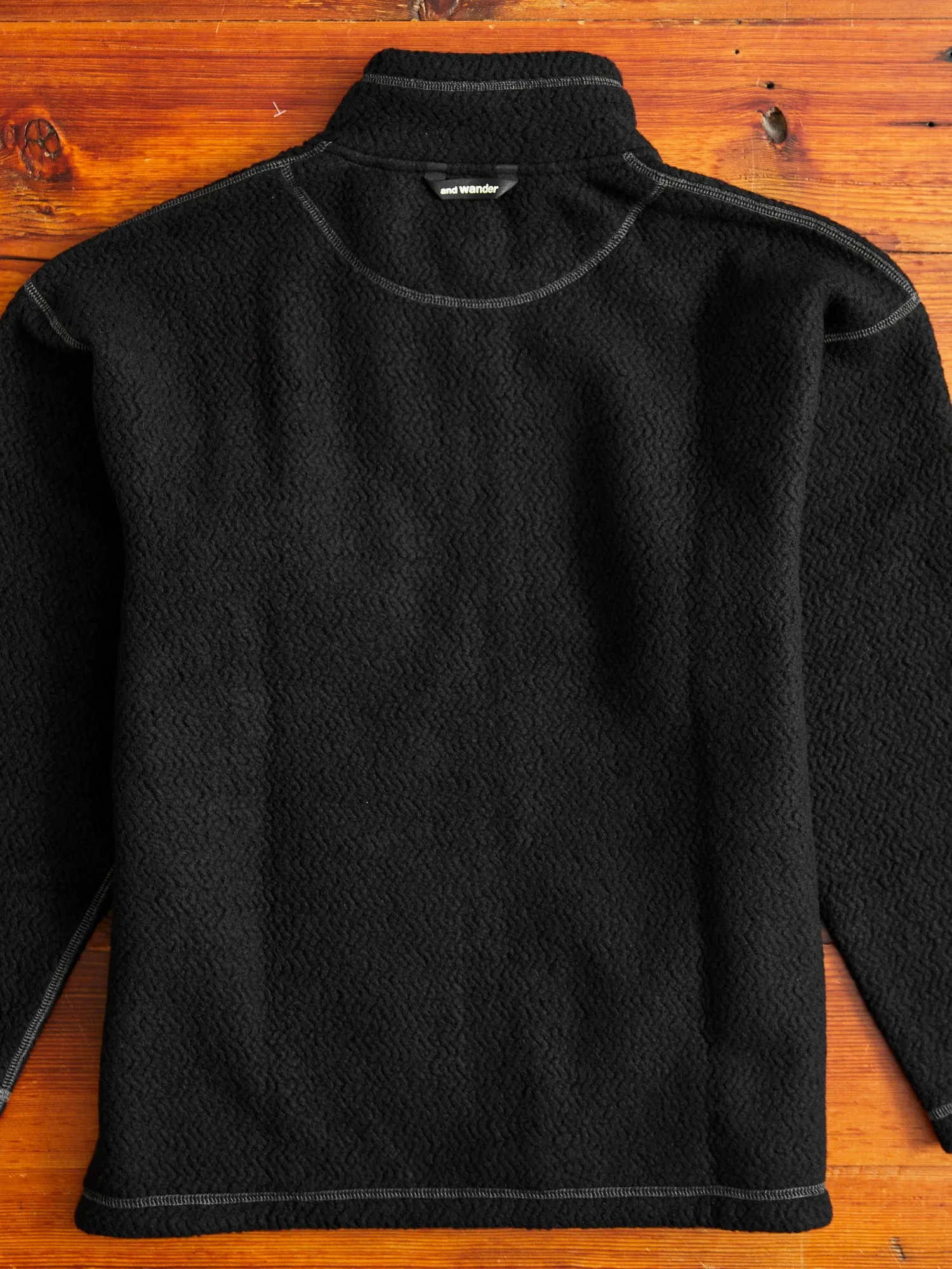 Recycled Wool Jacquard Zip Jacket in Black
