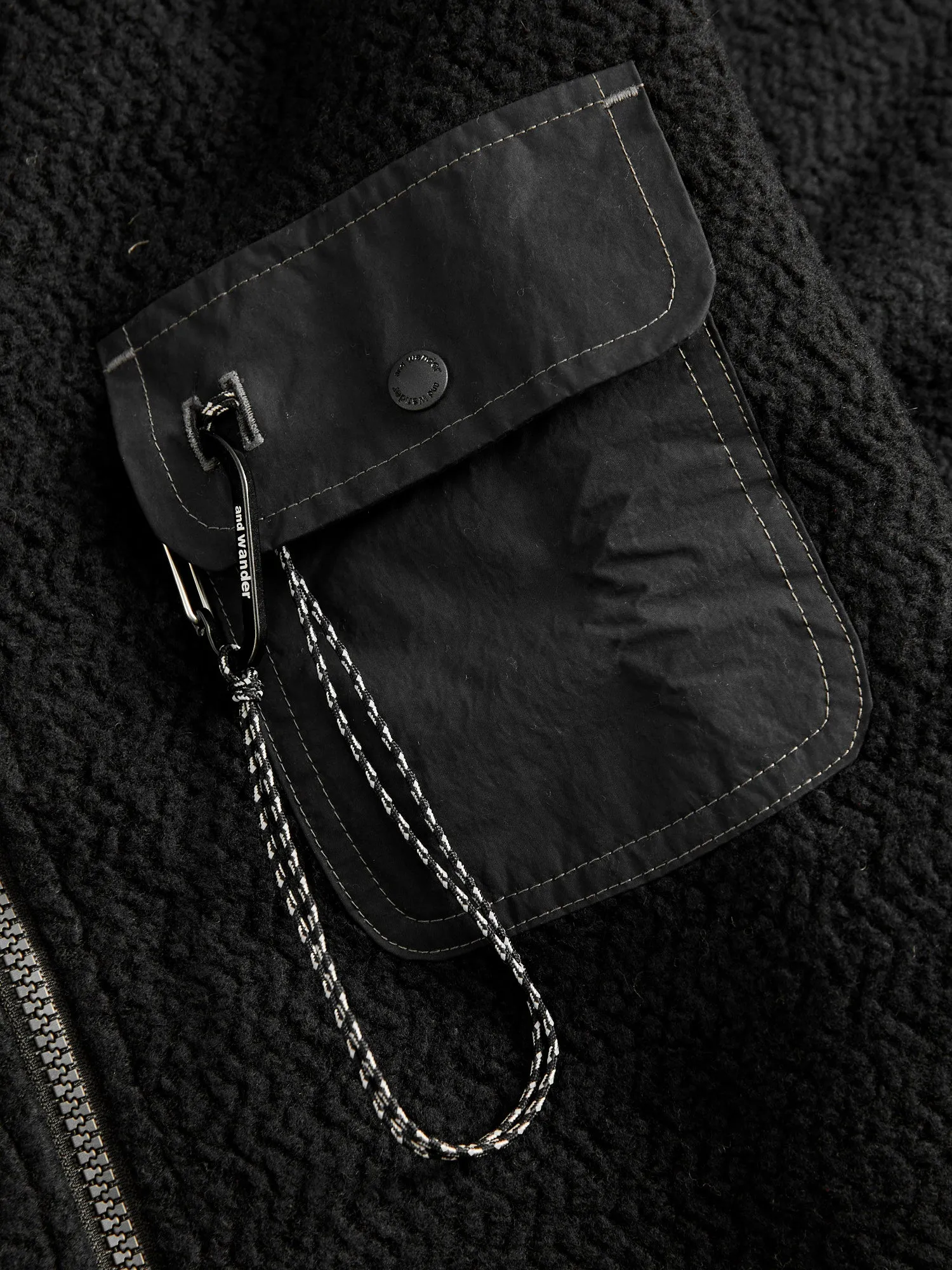 Recycled Wool Jacquard Zip Jacket in Black