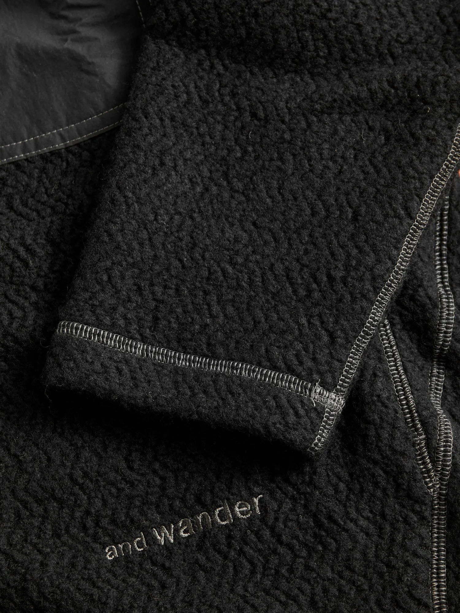 Recycled Wool Jacquard Zip Jacket in Black
