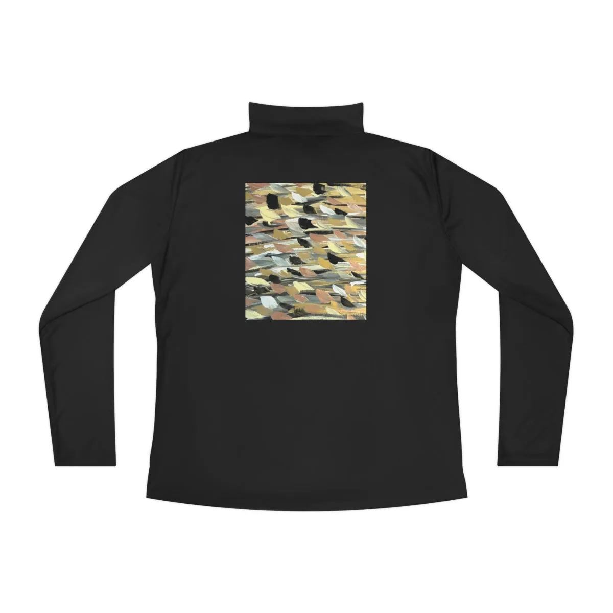 Rose Gold Brushstrokes -Ladies Quarter-Zip Pullover