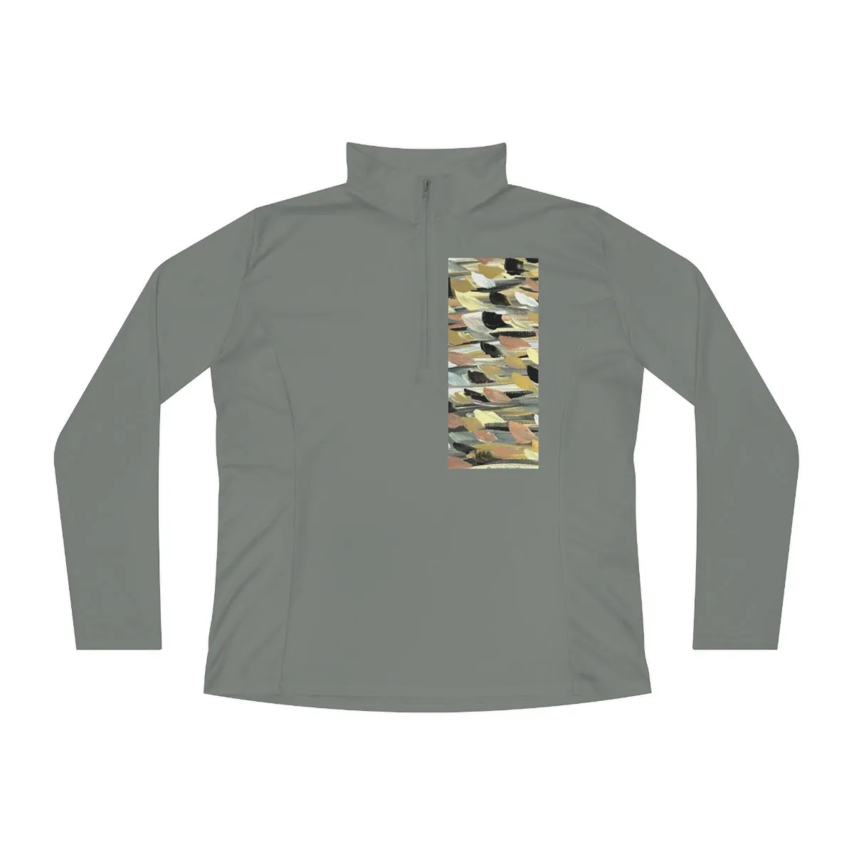 Rose Gold Brushstrokes -Ladies Quarter-Zip Pullover