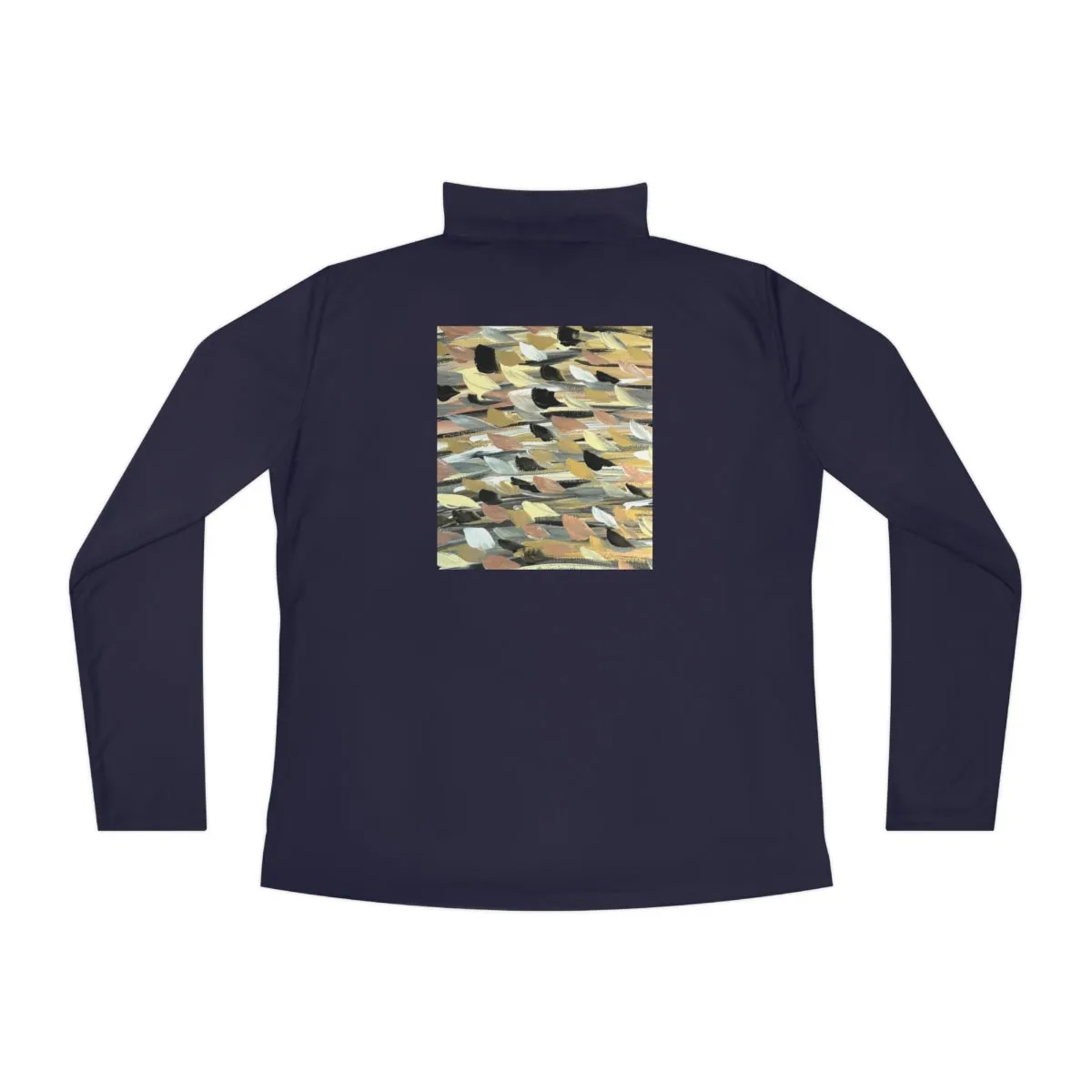 Rose Gold Brushstrokes -Ladies Quarter-Zip Pullover