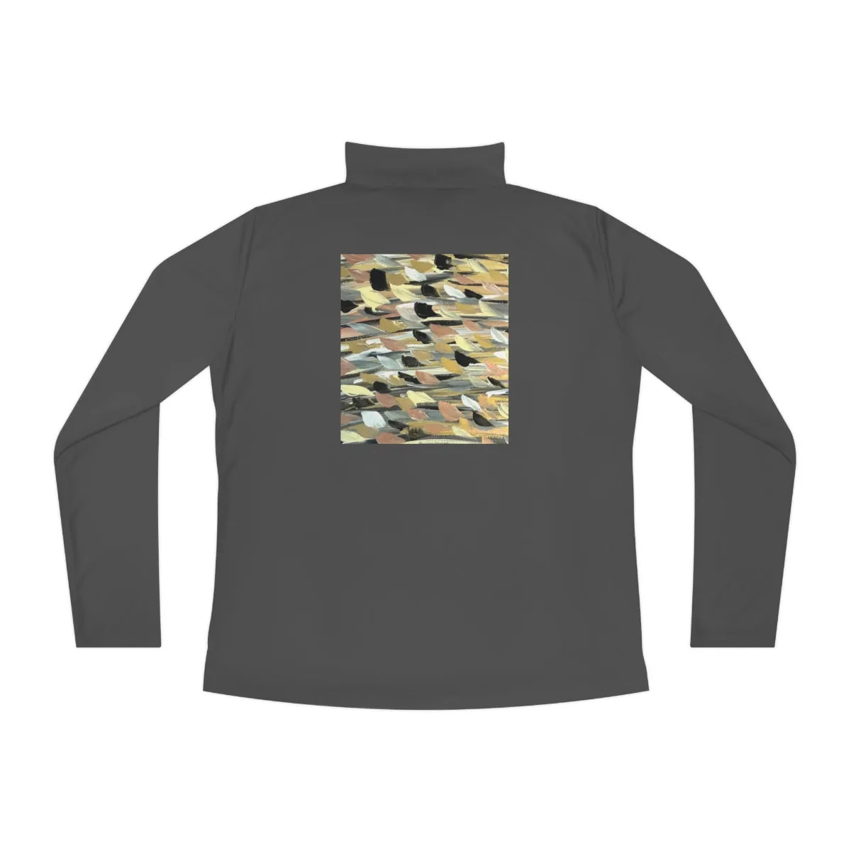 Rose Gold Brushstrokes -Ladies Quarter-Zip Pullover