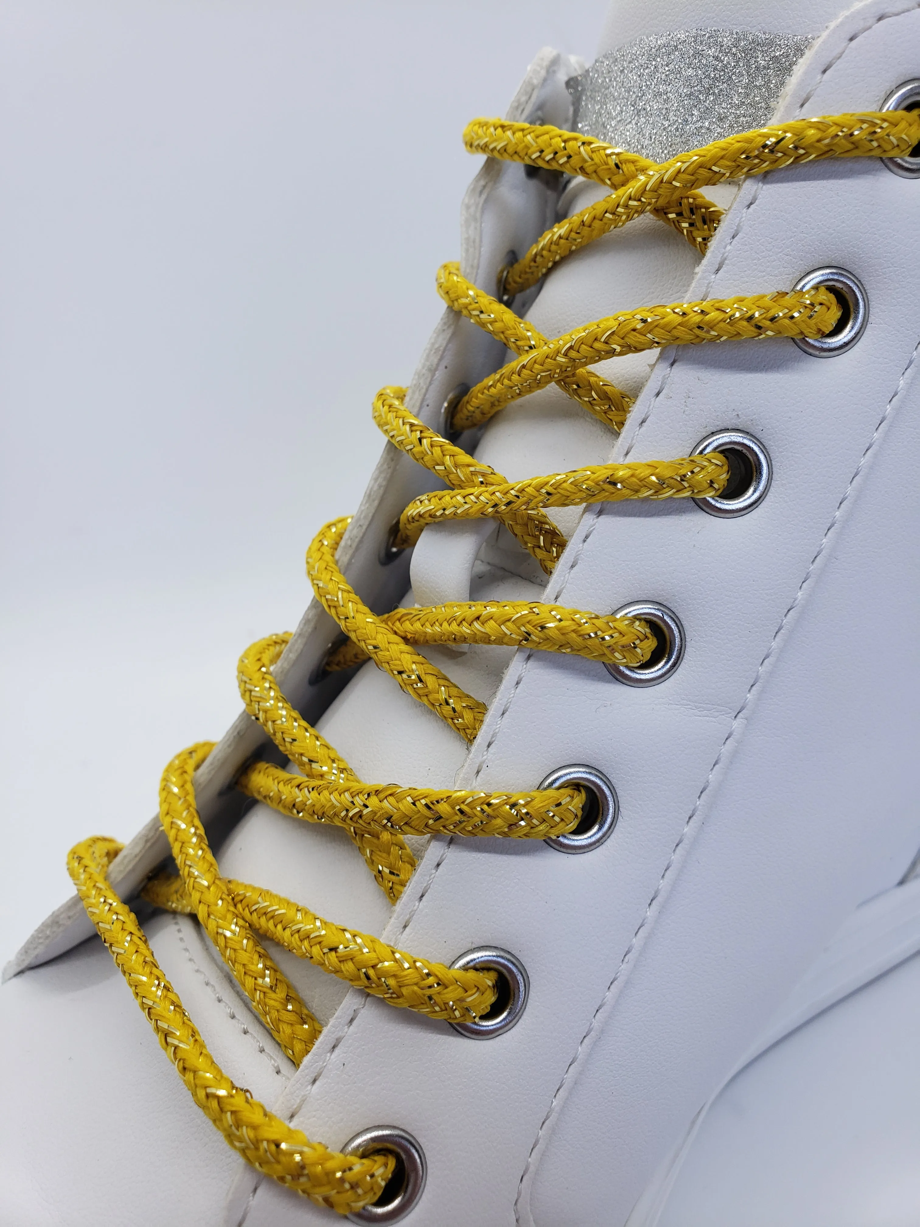 Round Sparkle Shoelaces - Yellow