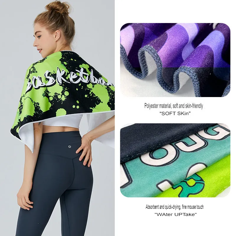 Sports Towel Microfiber Printed Pattern Quick-Drying Towel Yoga Gym Special Absorbent Towel