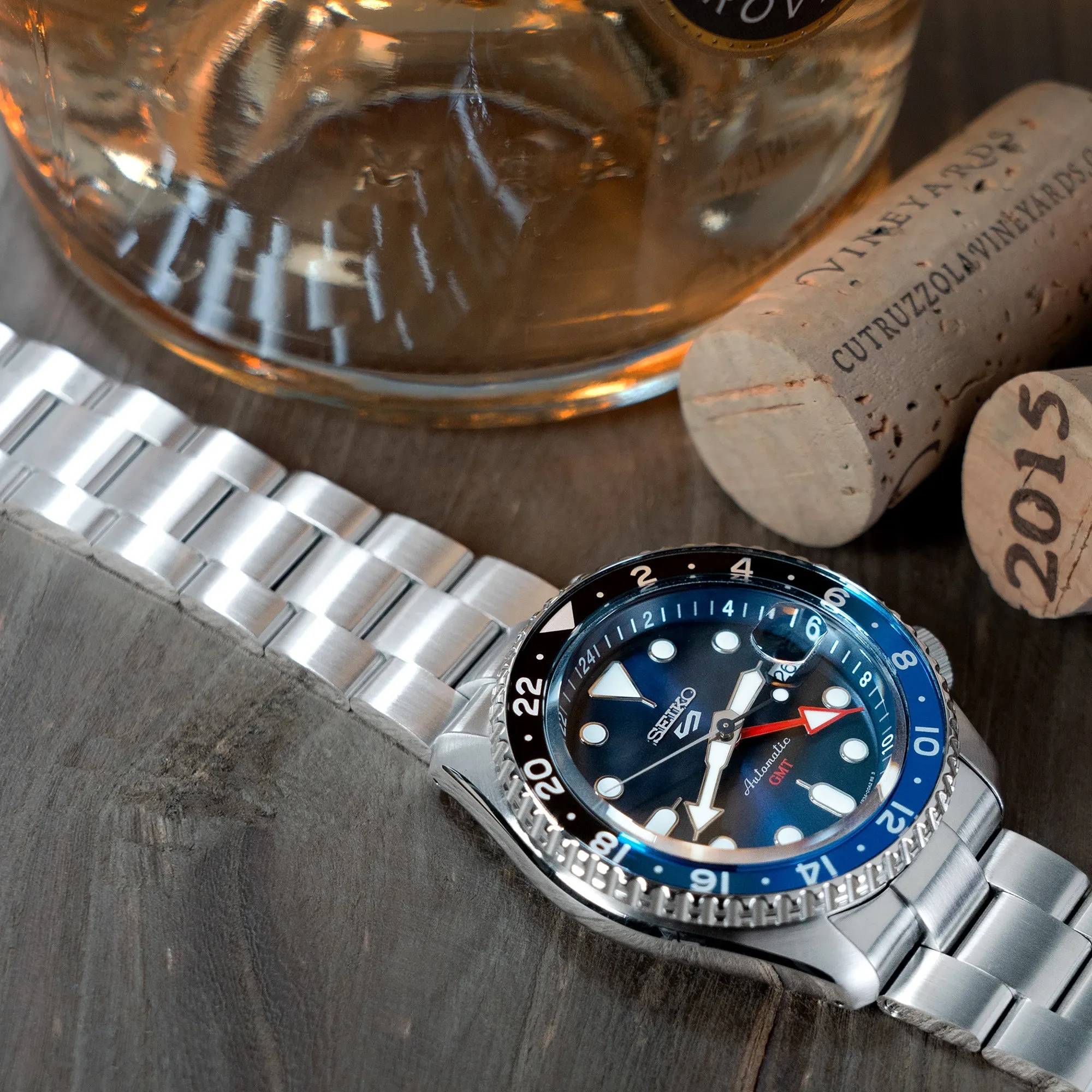Super-O Boyer for Seiko 5 Sports GMT V-Clasp, Brushed
