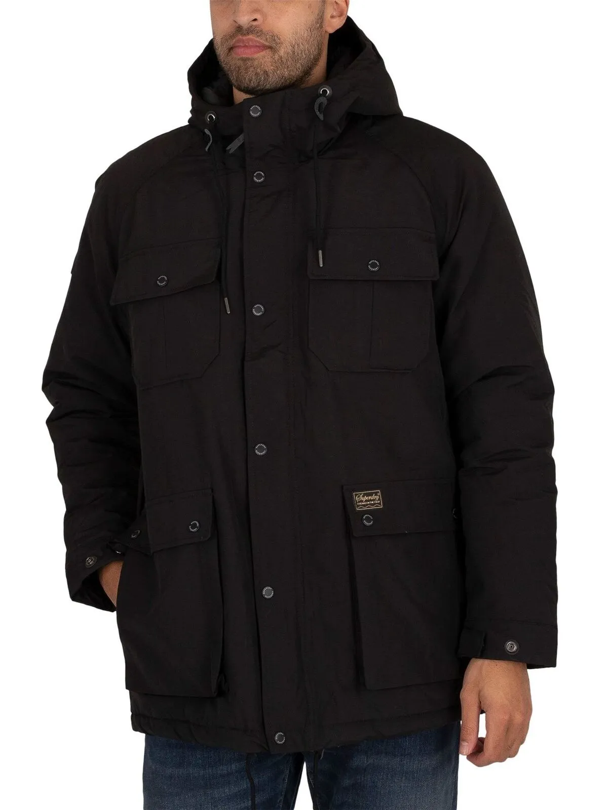 Superdry Mountain Padded Men's Parka Jacket Black Hooded Jacket