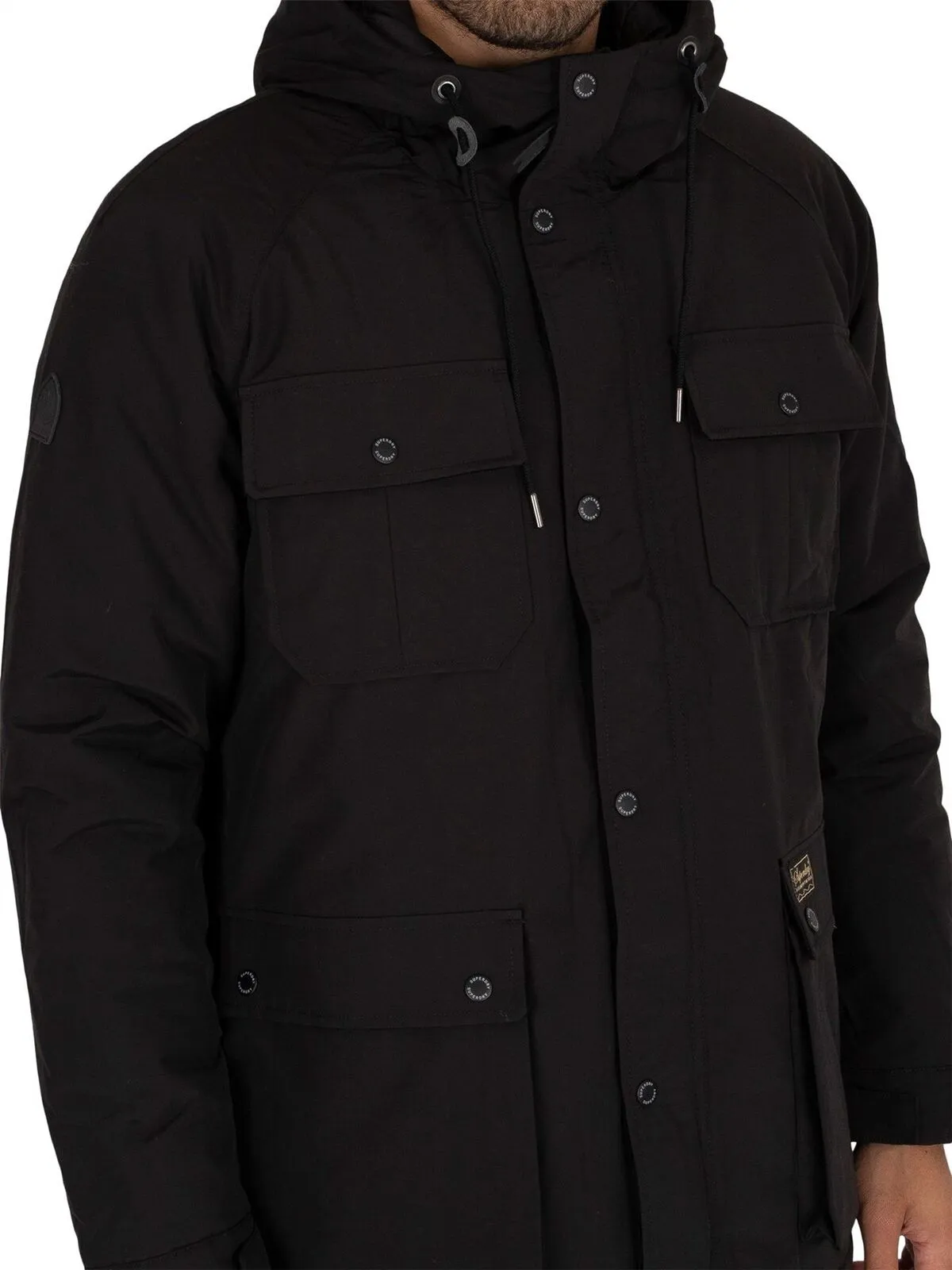 Superdry Mountain Padded Men's Parka Jacket Black Hooded Jacket