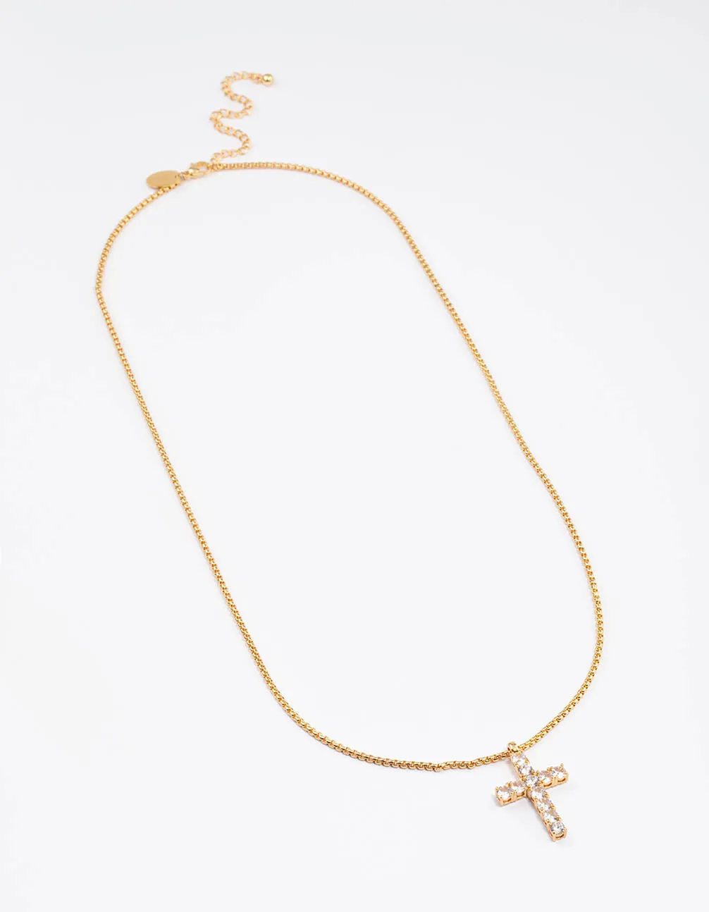 Waterproof Gold Plated Waterproof Stainless Steel Cubic Zirconia Cross Necklace