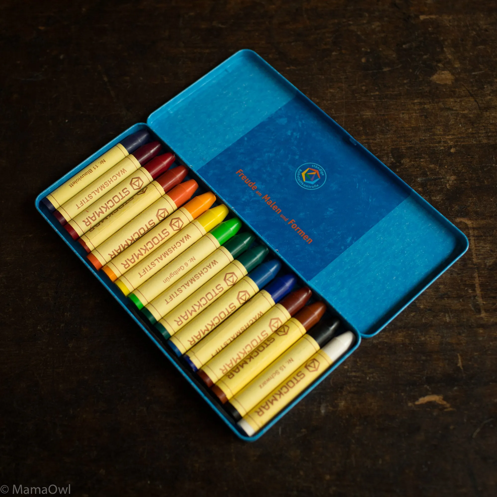 Wax Stick Crayons in Tin - Set of 16