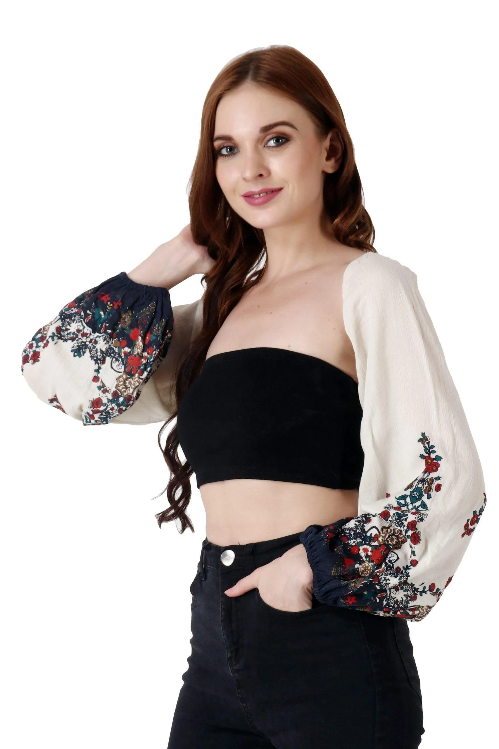 White Floral Border Printed Sleeves