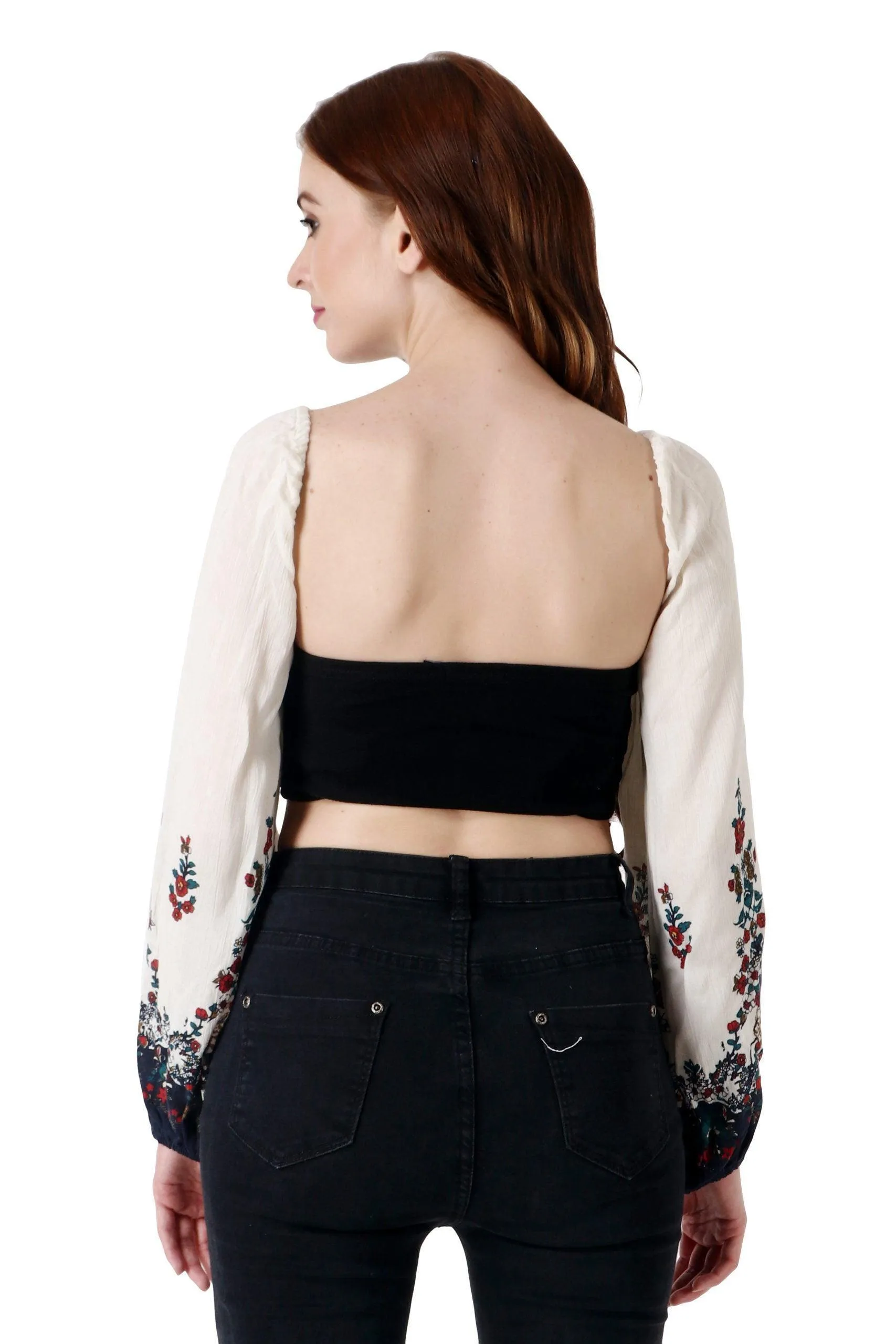 White Floral Border Printed Sleeves