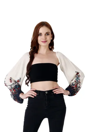 White Floral Border Printed Sleeves