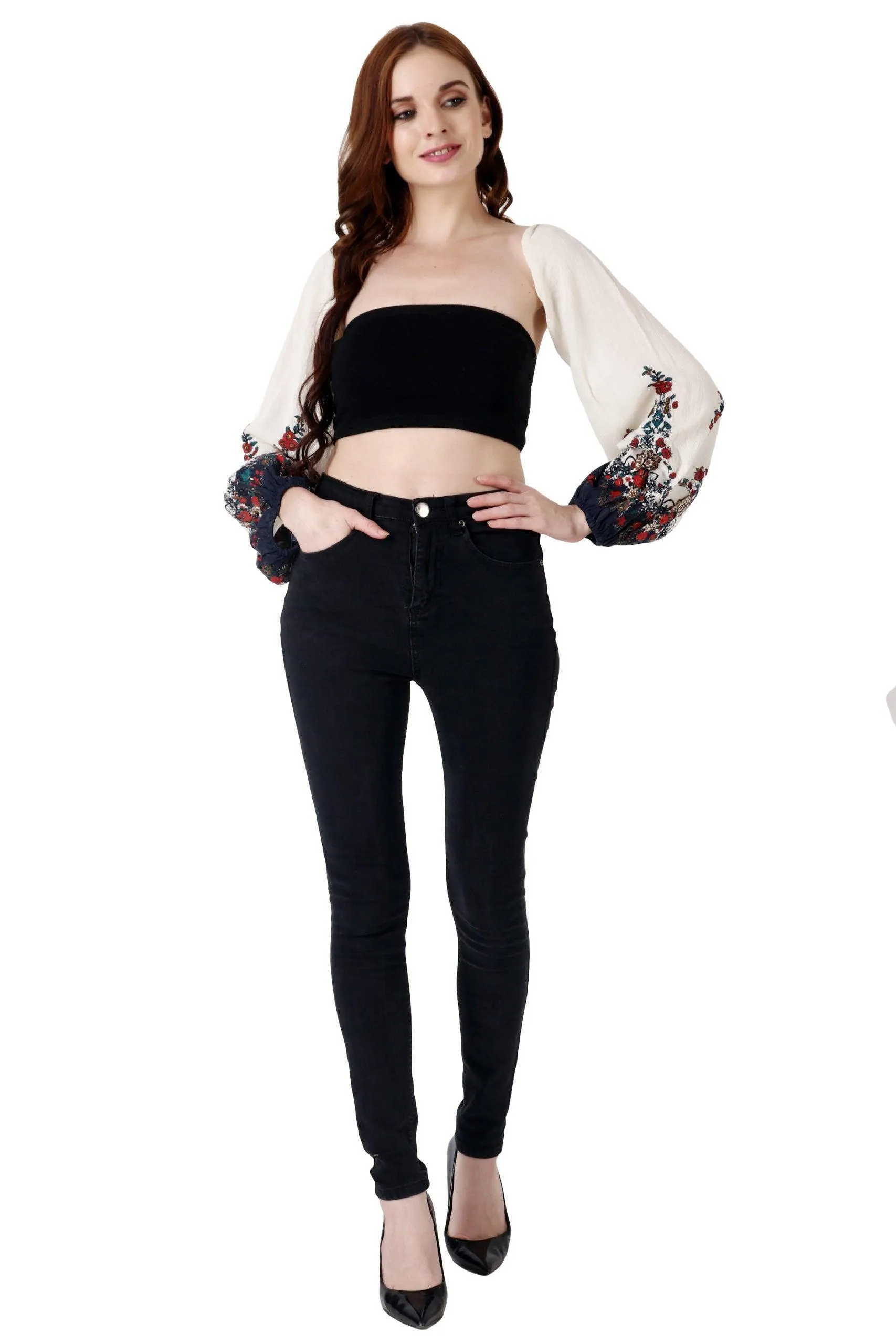 White Floral Border Printed Sleeves