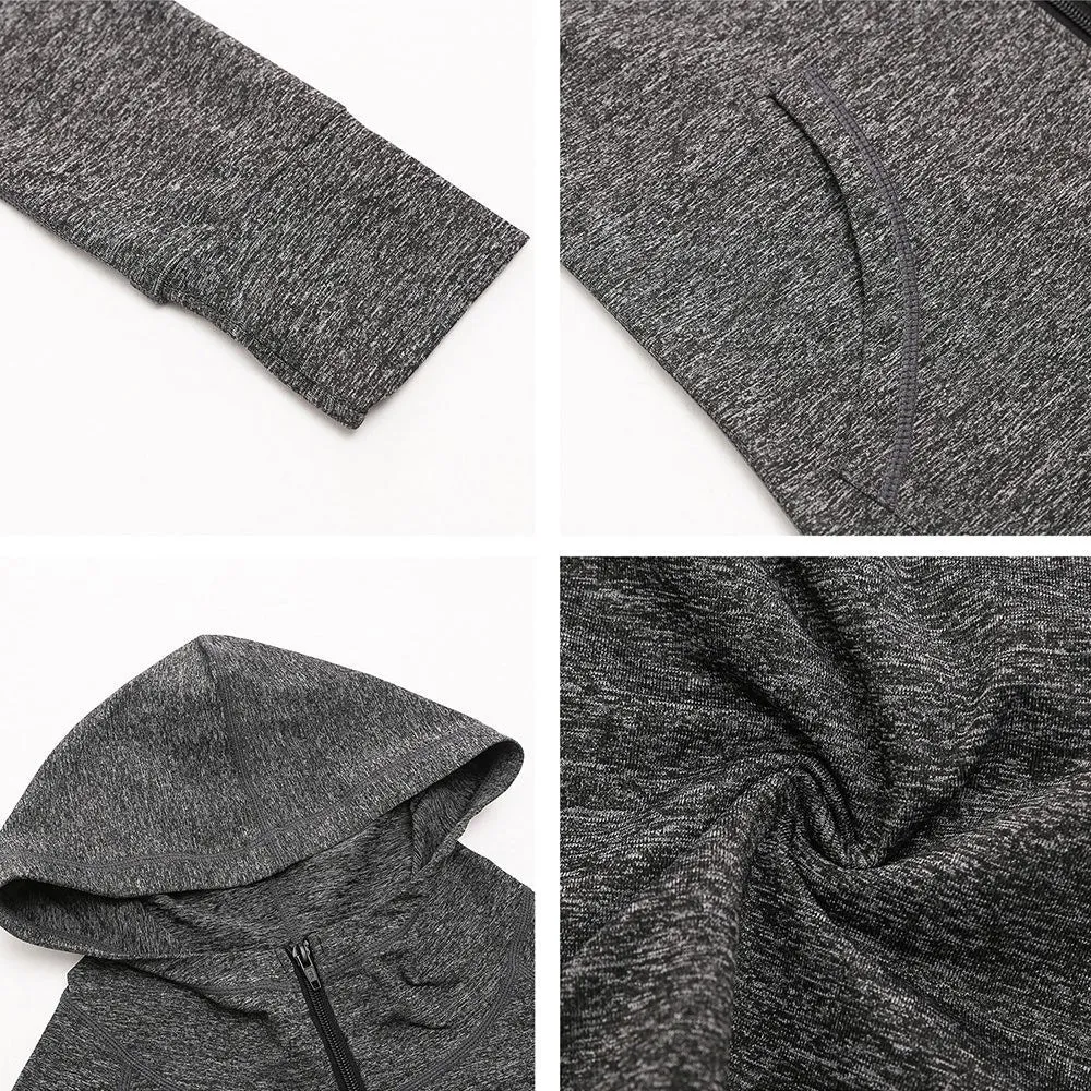 Women Full-zip Hooded Jackets Sport Hoodie Raglan Long Sleeves Pockets Workout Running Exercise Gym Track Sweatshirt Casual Tops Activewear