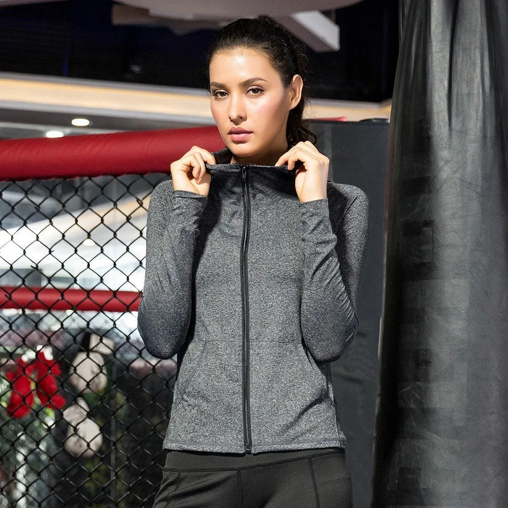 Women Full-zip Hooded Jackets Sport Hoodie Raglan Long Sleeves Pockets Workout Running Exercise Gym Track Sweatshirt Casual Tops Activewear