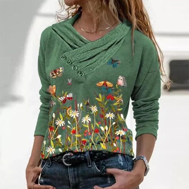 Women  Geometric Long Sleeve  V-Neck Casual Sweat Shirts