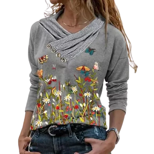Women  Geometric Long Sleeve  V-Neck Casual Sweat Shirts