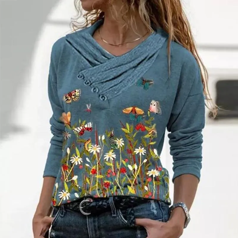 Women  Geometric Long Sleeve  V-Neck Casual Sweat Shirts