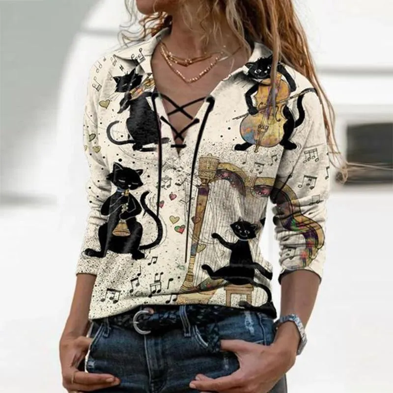 Women  Geometric Long Sleeve  V-Neck Casual Sweat Shirts