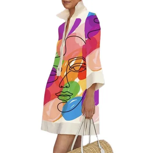 Women Style Contrast Summer Colourful Dress