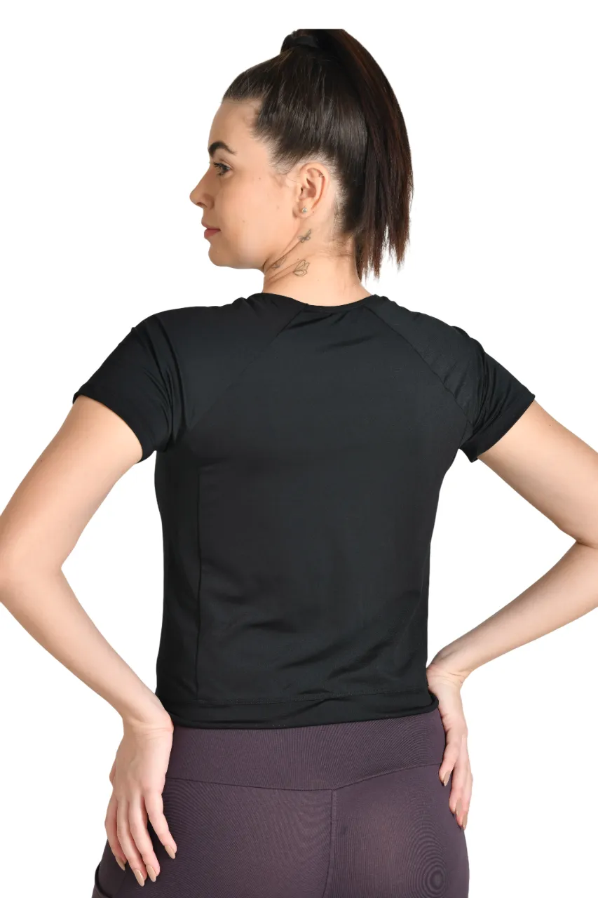 WOMEN’S  CROP TOP WITH HALF-SLEEVES & CREW NECK