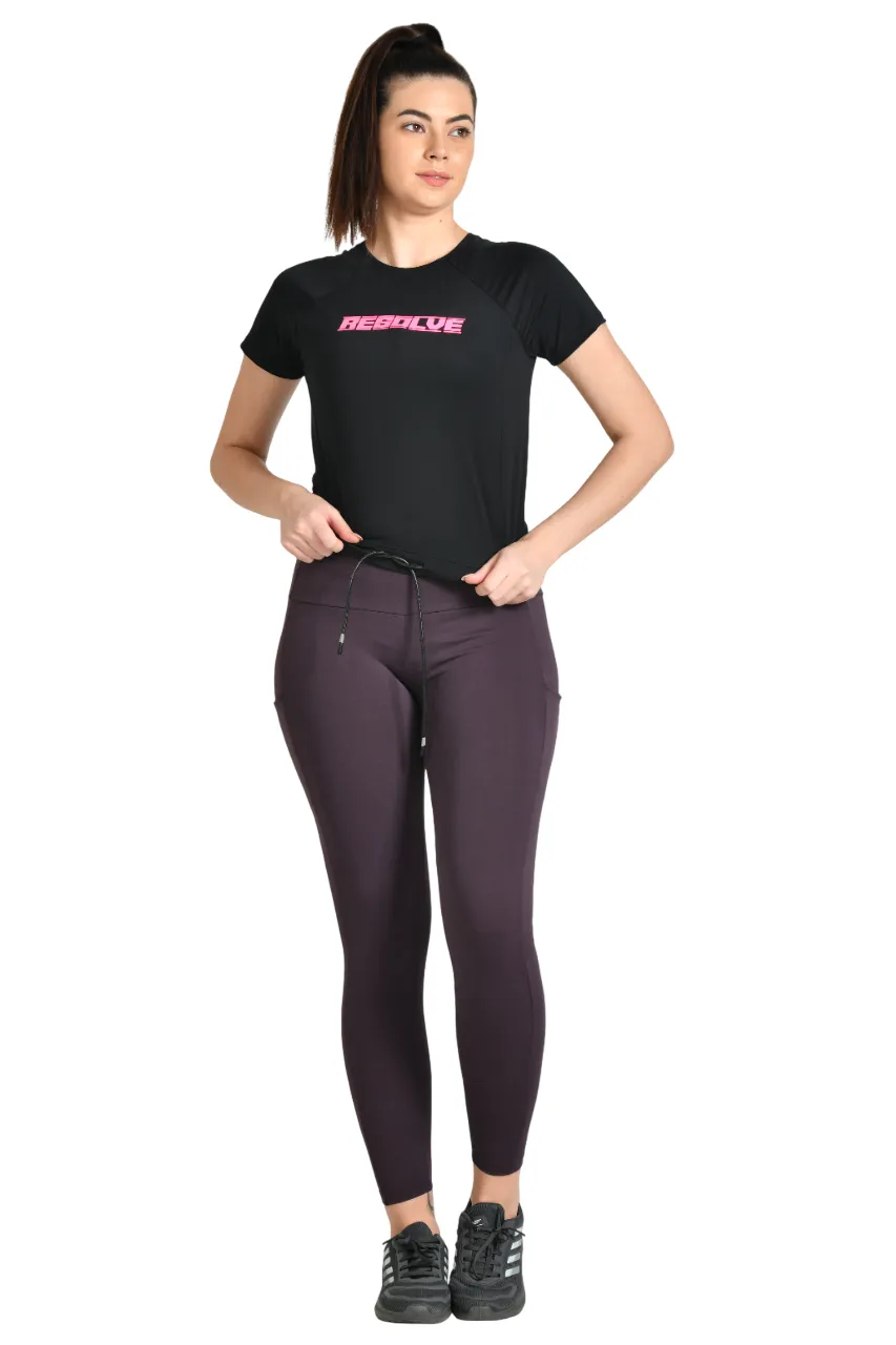 WOMEN’S  CROP TOP WITH HALF-SLEEVES & CREW NECK