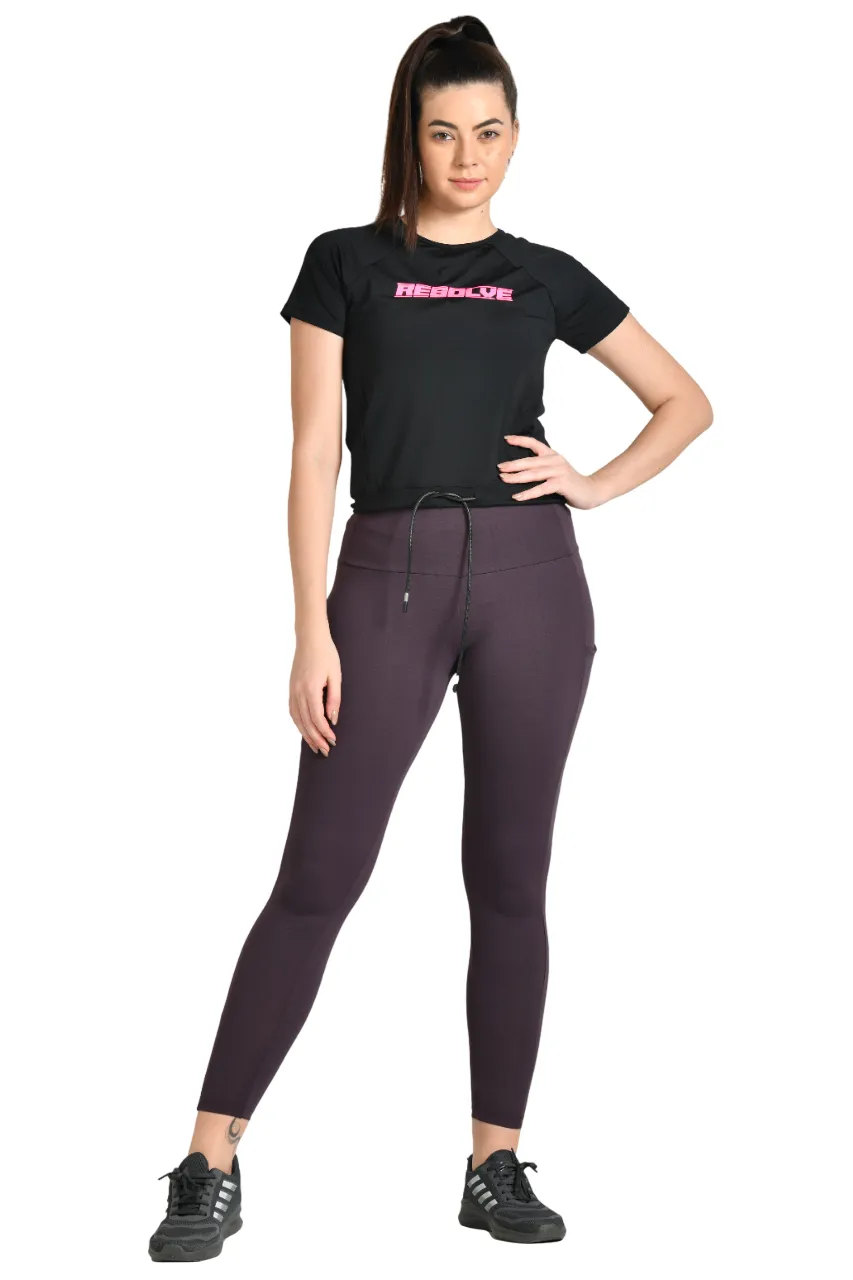 WOMEN’S  CROP TOP WITH HALF-SLEEVES & CREW NECK