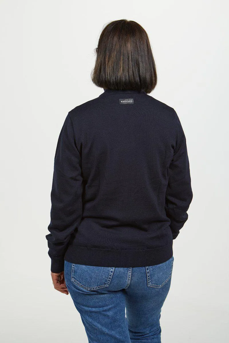 YORK FULL ZIP WINDBREAKER, 100% EXTRA FINE MERINOULL  — NAVY